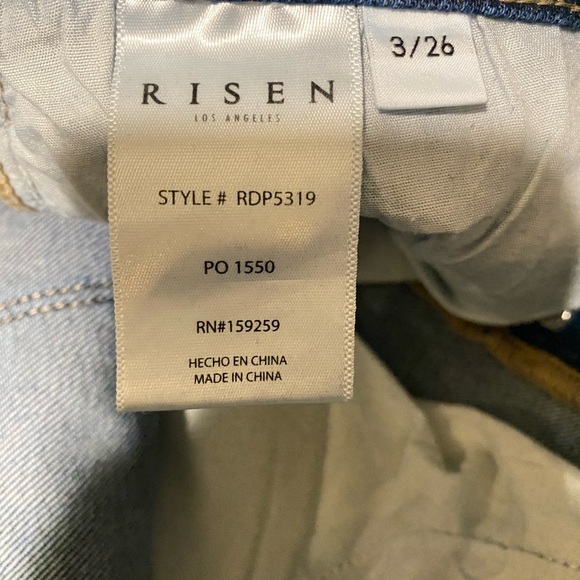 Risen Jeans High Rise Button Fly Straight Leg Raw Hem Size 26 Medium Was - Picture 7 of 10